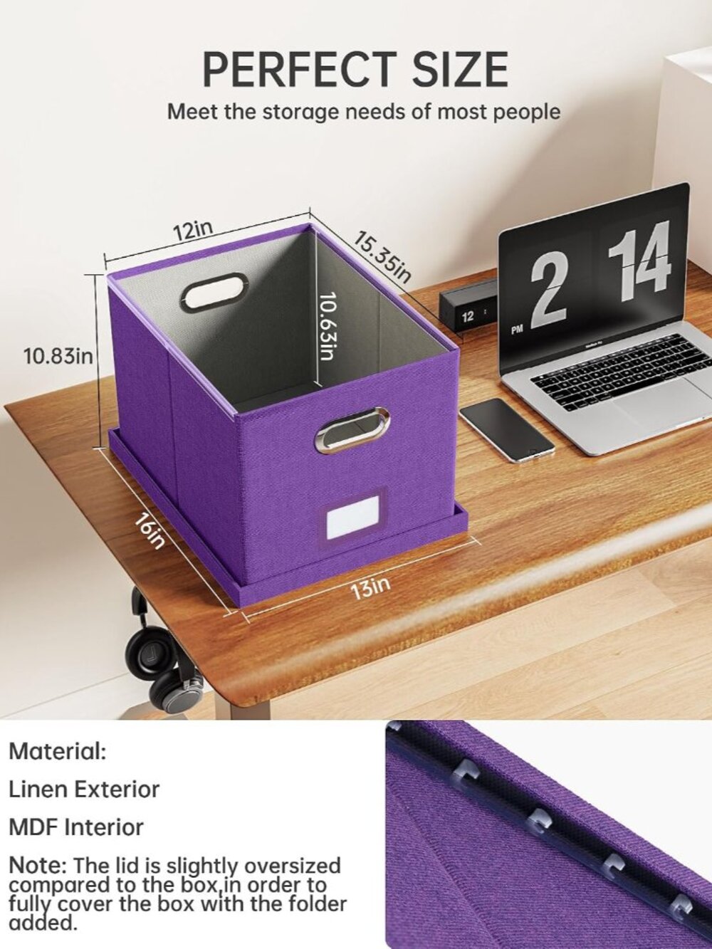 File Organizer, File Box, File Cabinet for Letter File Folder Storage, Hanging F - Picture 3 of 7